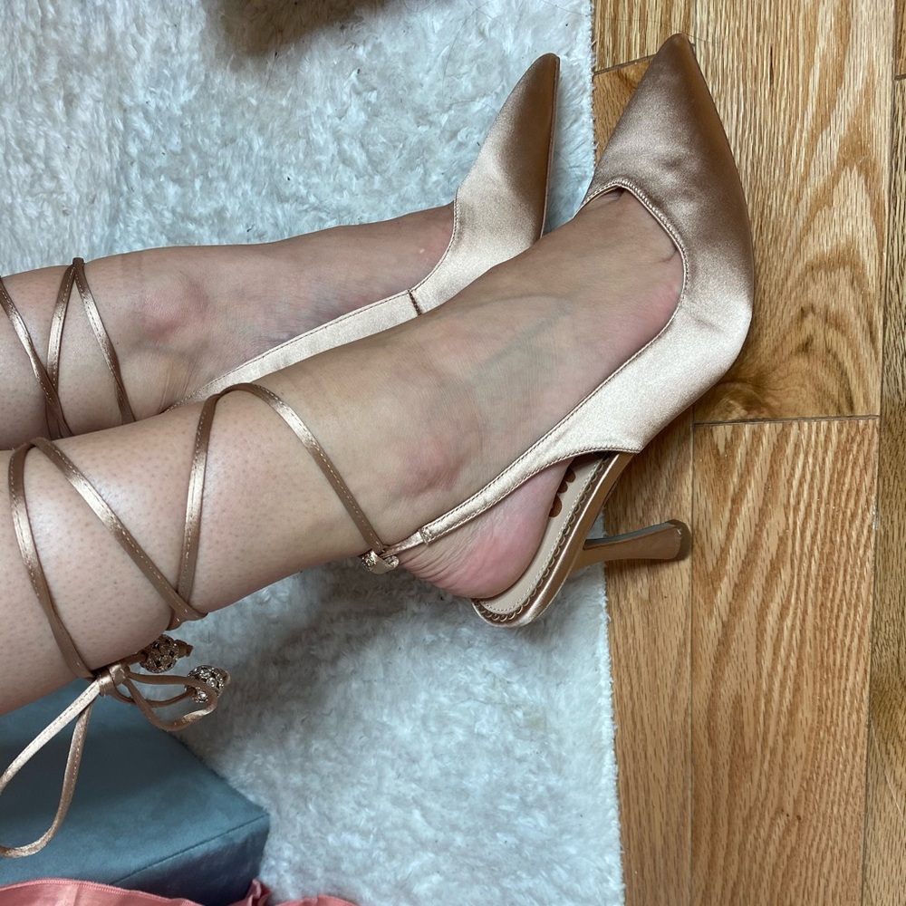 Satin blush heels